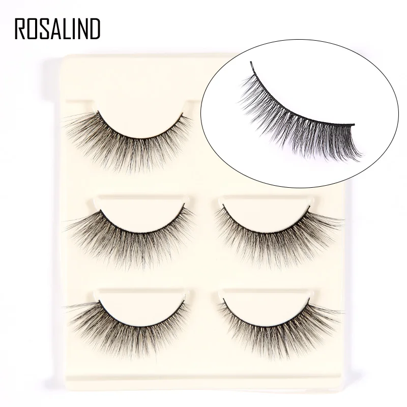 Накладные ресницы ROSALIND 3 пары удлиненные объемные норковые для