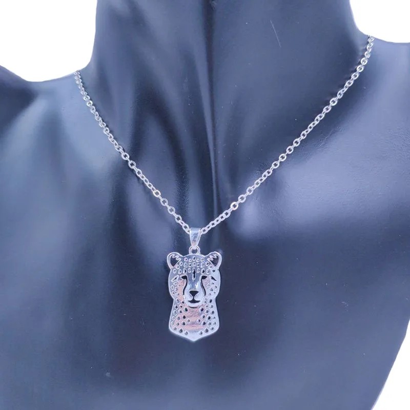 Ожерелье с подвеской в виде животного гепарда собаки посеребренное золото