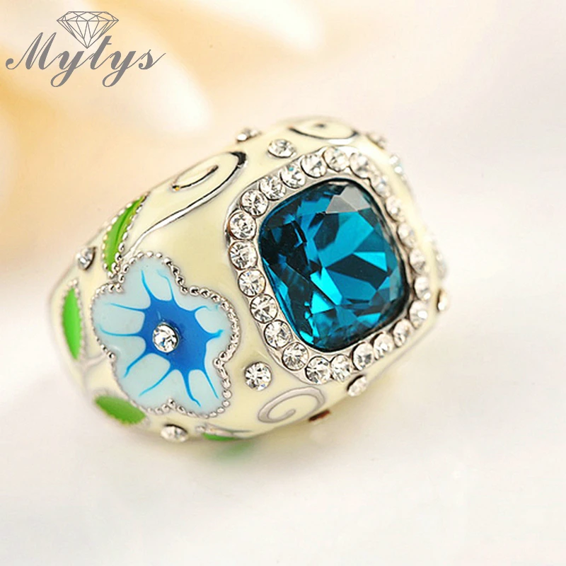 Mytys хрустальное кольцо с цветочным узором стильное цветное для вечеринки