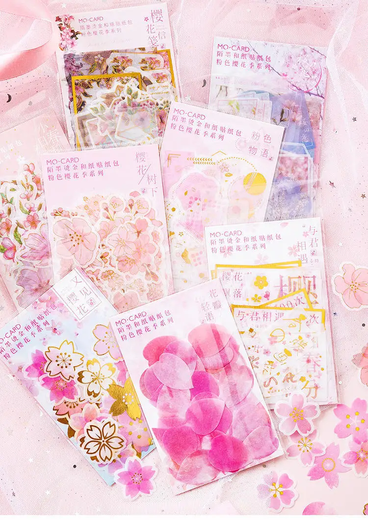 Kawaii Sakura милый набор наклеек бронзовая Цветочная наклейка s Art Kawaii DIY Украшение школьная пуля дневник в стиле Скрапбукинг