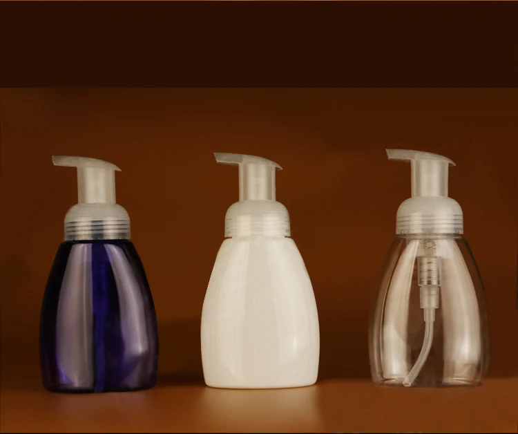 Синий/прозрачный/белый пластиковый ПЭТ флакон 250 мл с пенным насосом для