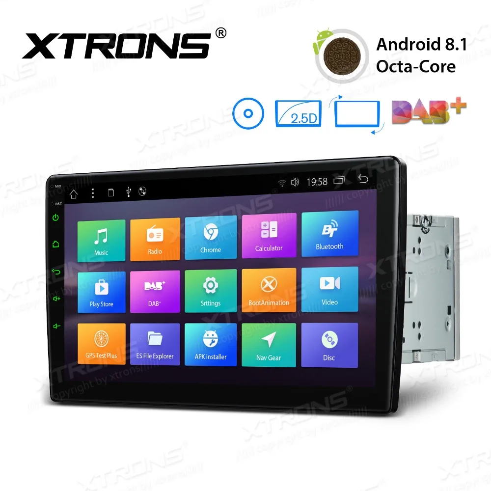 XTRONS 2 Din Универсальный 10," Android 8,1 Радио Поворотная Лицевая панель 2.5D изогнутый экран автомобильный стерео dvd-плеер gps OBD WiFi FM DAB
