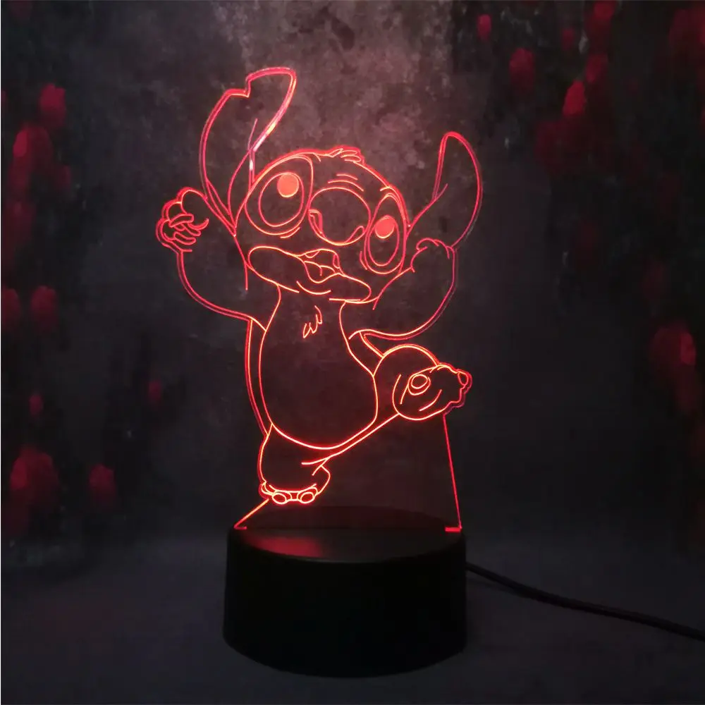 Новинка мультфильм милый стежок на заказ 3D ночник светодиодный 7 цветов Иллюзия детская настольная лампа подарок на день рождения праздник украшения спальни свет