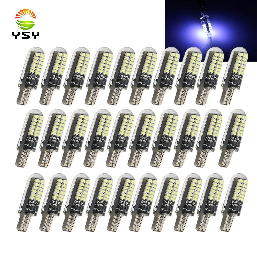 YSY 30X T10 W5W led черный силиконовый гелевый свет 194 168 3014 24SMD LED 12В клинообразные лампы