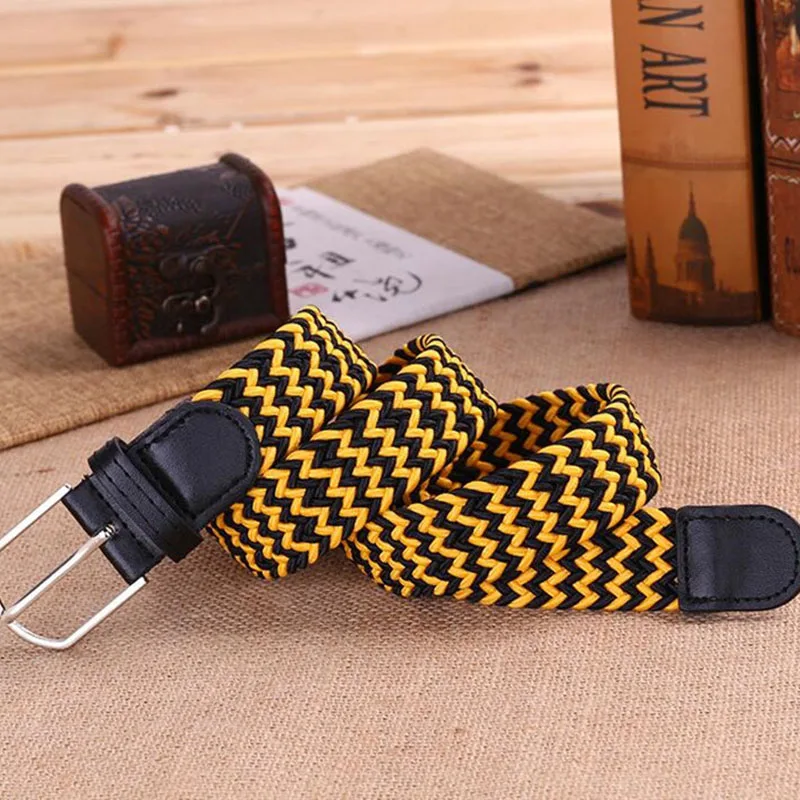 G Black and yellow Лучший YBT ремень унисекс, вязаный сплав, пряжка, Мужской и Женский Повседневный ремень, цветной стрейч,, высокое качество, ремень унисекс - Цвет: G Black and yellow