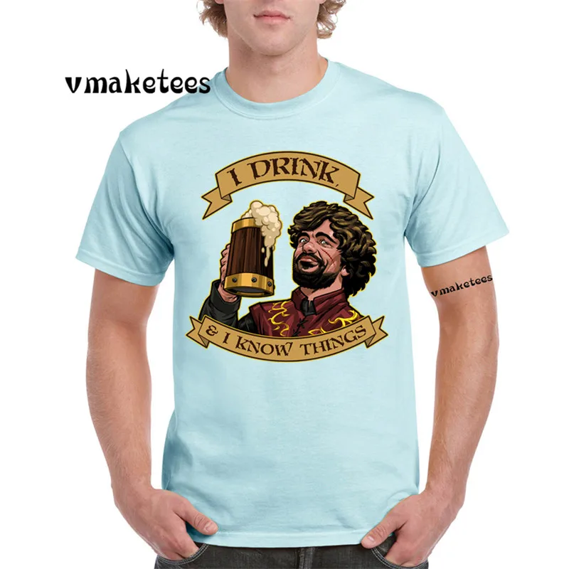Tyrion Lannister I DRINK AND KNOW THINGS футболка с коротким рукавом Игра престолов GMT564|Мужские