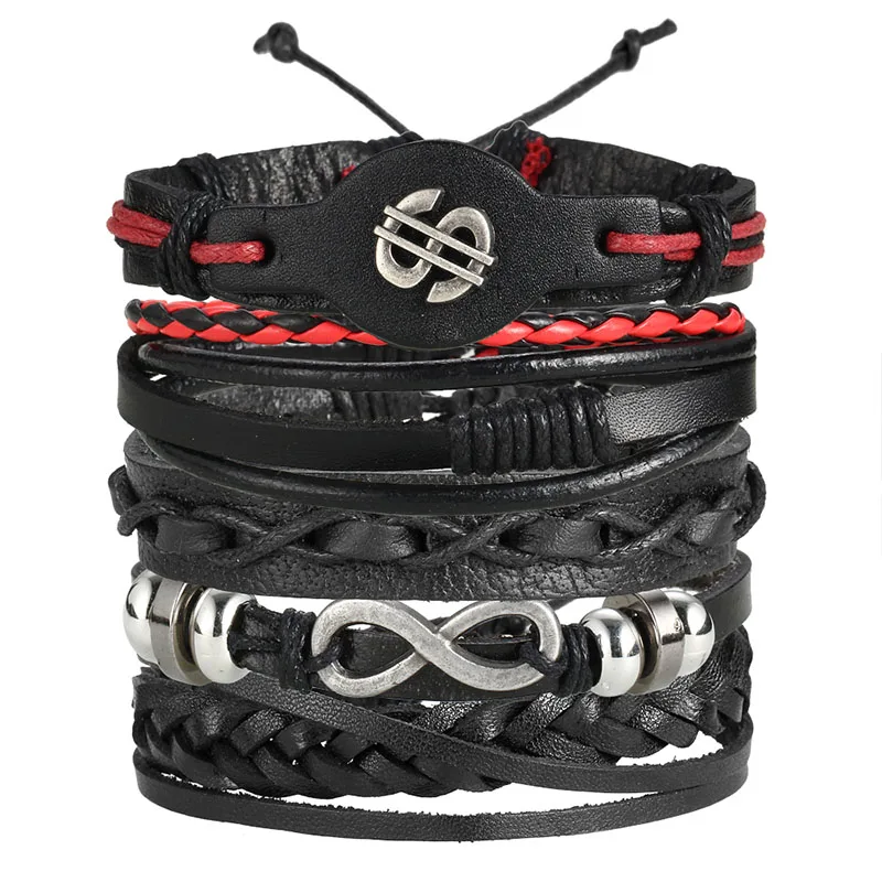 BJDY708 IF ME модный очаровательный Многослойный кожаный браслет с совой для мужчин, Винтажный Классический браслет с веревкой и цепочкой, браслет на руку, набор мужских ювелирных изделий - Окраска металла: BJDY708