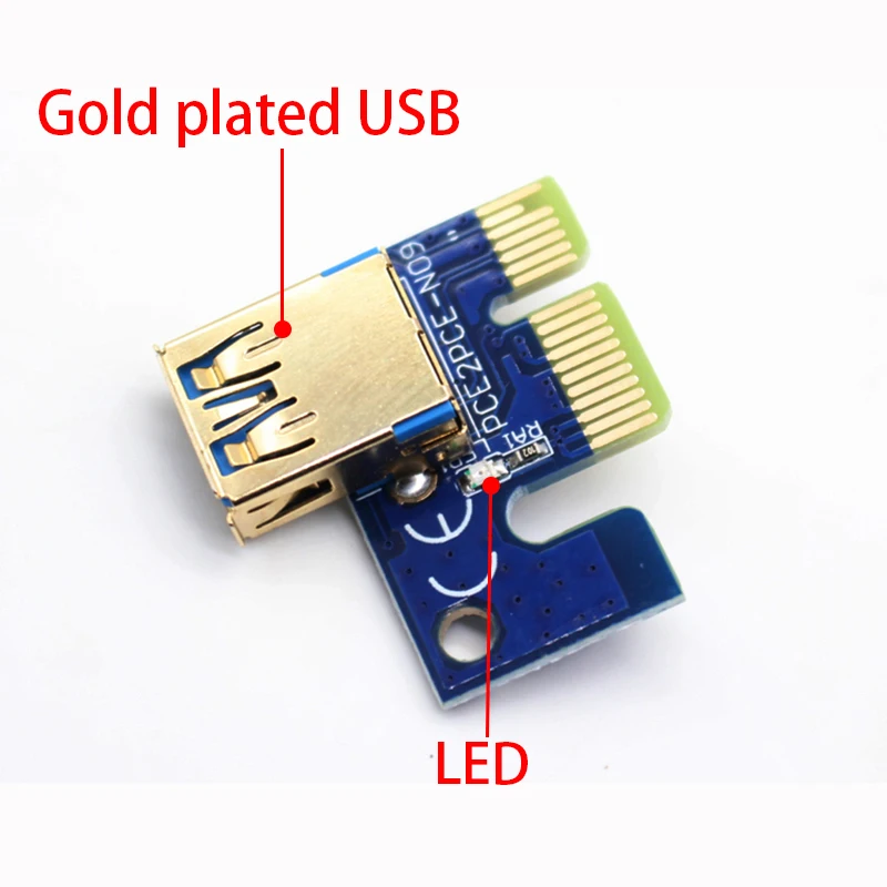 6 шт./лот 009S Risers PCIe PCI-E PCI Express Riser Card 1X 4x 8x 16x USB 3 0 кабель для передачи данных BTC Miner с