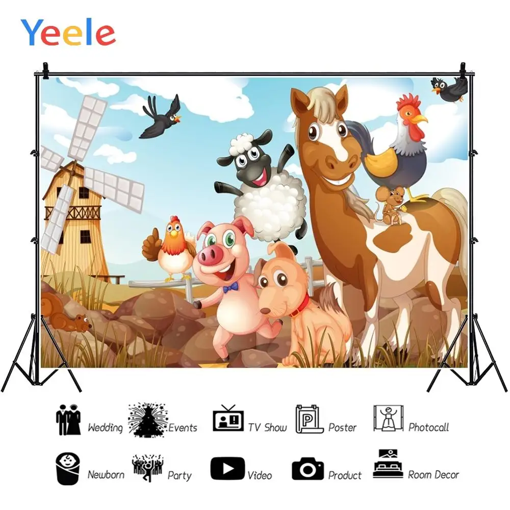 Yeele ферма ветряная мельница животные дом решетка День Рождения фотография фоны