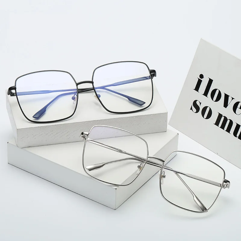 

New Fashion Square Optics Glasses Frame Men Women Metal Big Spectacles Frames Prescription Eyeglasses