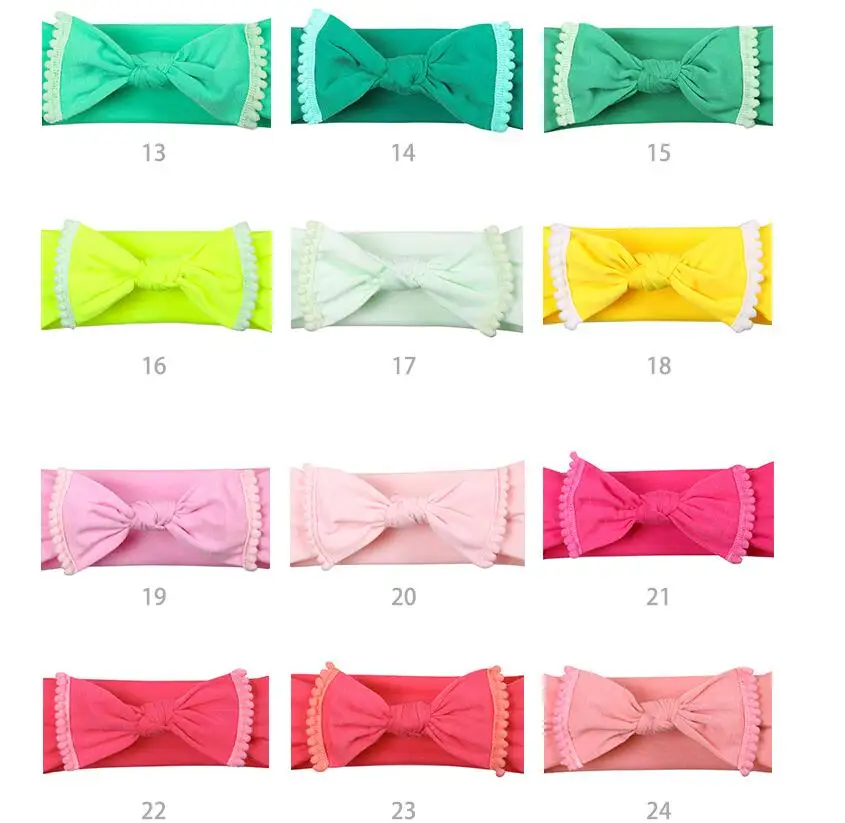 Повязка на голову из хлопка с помпонами 32 цвета повязка для маленьких девочек