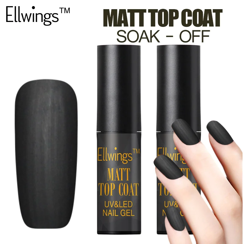 Ellwings матовое верхнее покрытие Прозрачный Гель лак для ногтей длительное