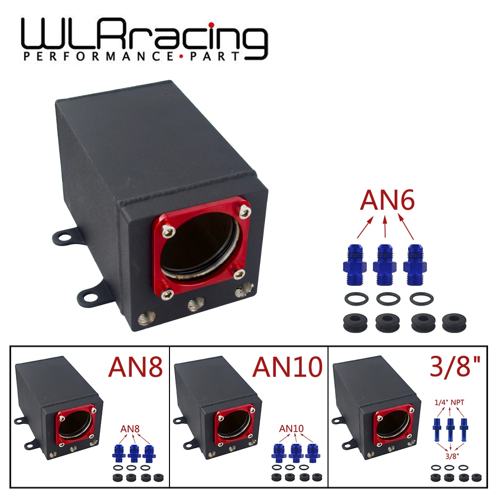 

WLR - 60mm External 044 fuel pump tank racing Black Billet Aluminium Oil catch Can Single Fuel Surge Tank