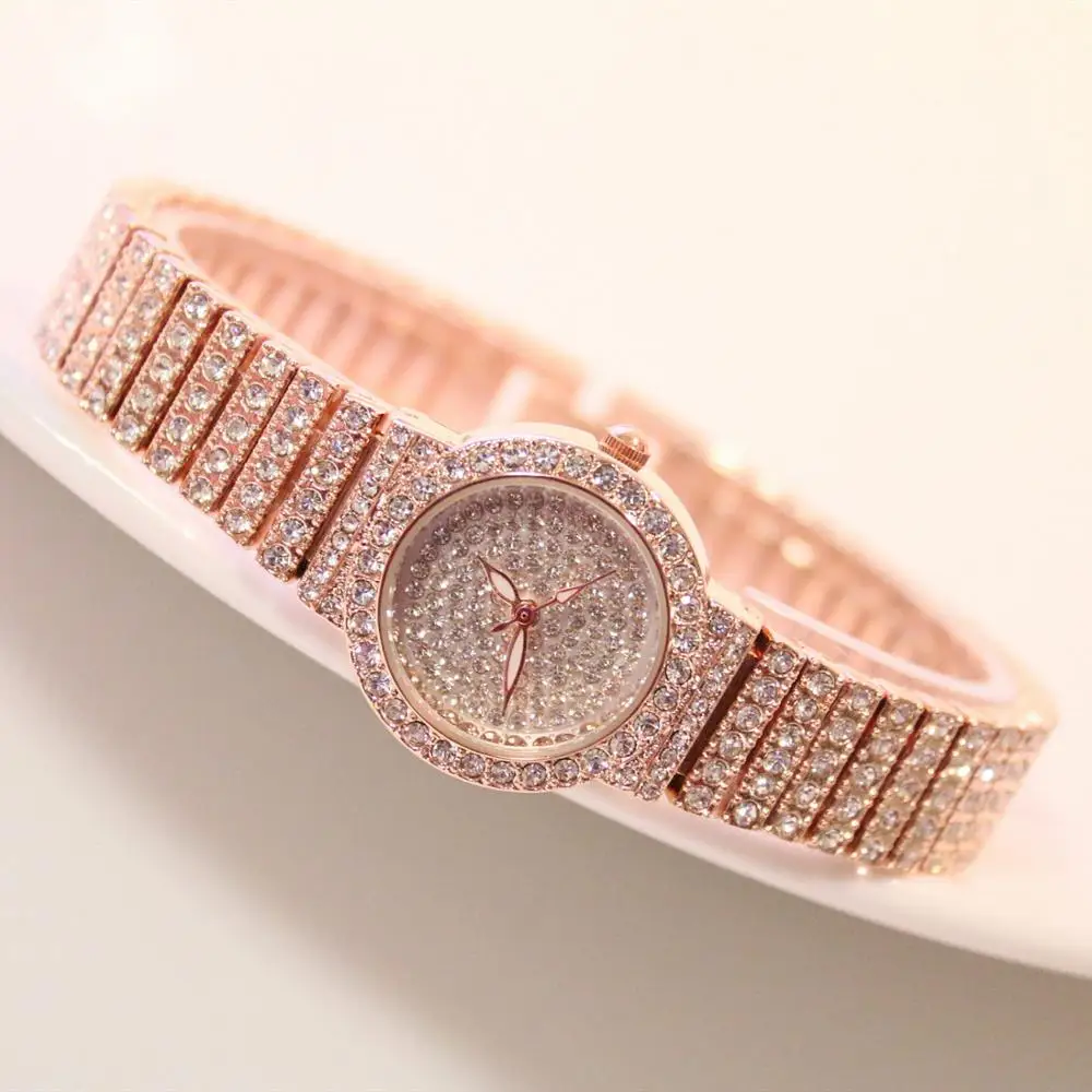 

2019 Ladies Watch Women Quartz Watch Fashion Bling Casual Female Quartz Gold Watch Crystal Diamond Women Clock Hand catenary NEW