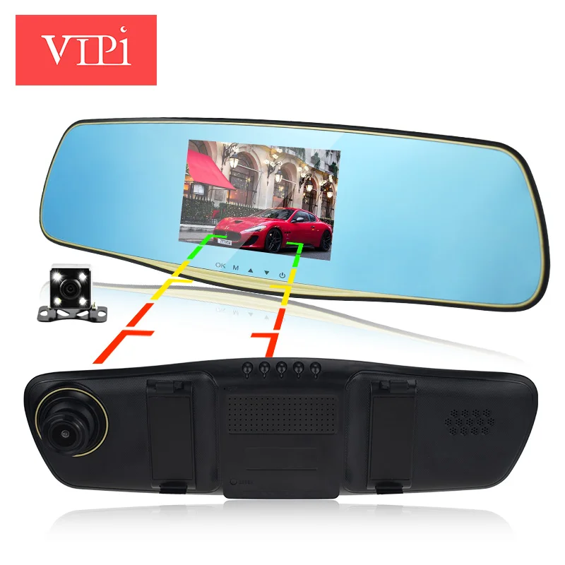 Зеркало заднего вида с двумя объективами Автомобильный видеорегистратор full hd1080p