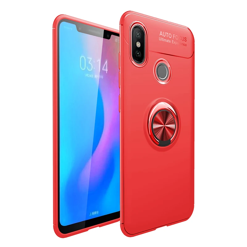 Красный MAKAVO для Xiaomi Redmi Note 6 Pro Чехол с кольцом на палец мягкий силиконовый чехол на заднюю панель для Xiaomi Redmi 6 Pro Чехол для телефона s - Цвет: Красный