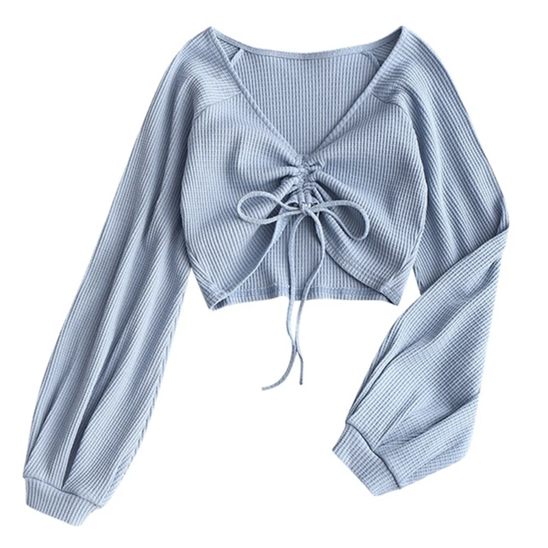 Женский сексуальный укороченный топ с v-образным вырезом рубашки летние