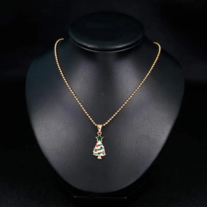 Christmas Necklaces Gold Tree Enamel Pendant Necklace for Women Gifts Party Jewellery | Украшения и аксессуары