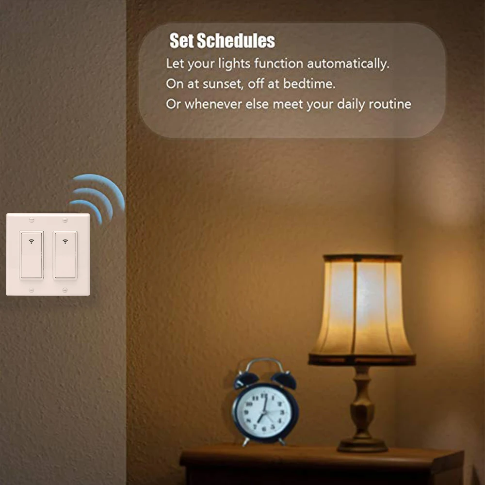 For Fan Light Smart Switch Light WiFi Wireless Remote Control In-Wall Switch Compatible with Alexa Google Home Assistant
