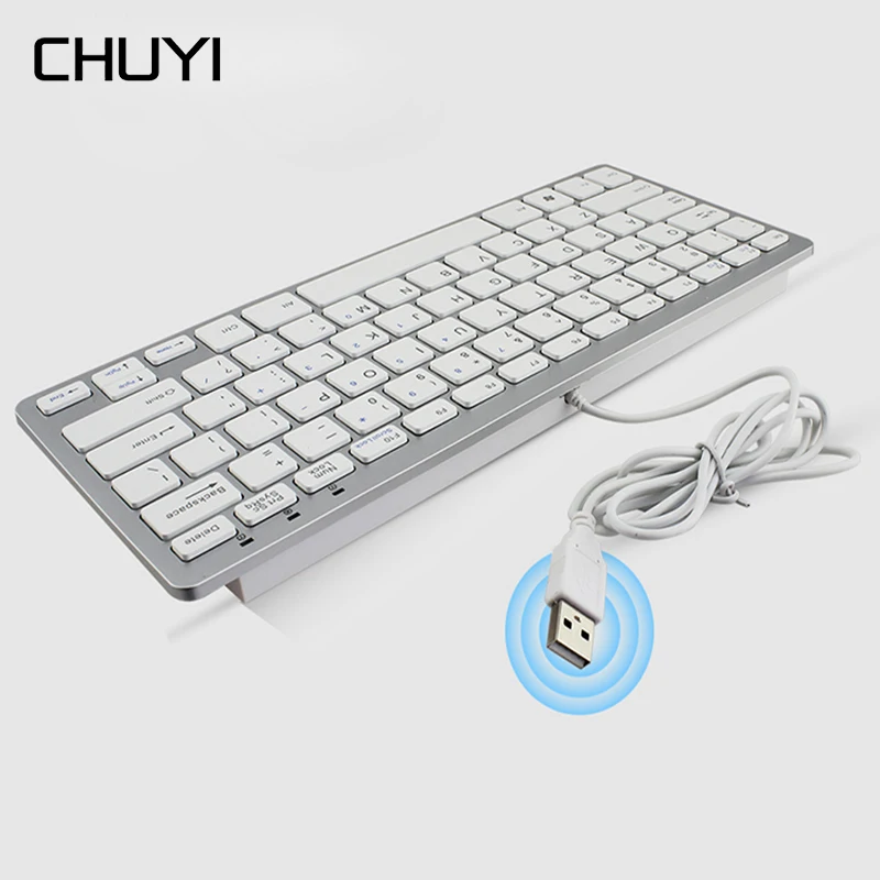 Ультратонкая 78 клавиш Проводная клавиатура мини USB тонкая портативная