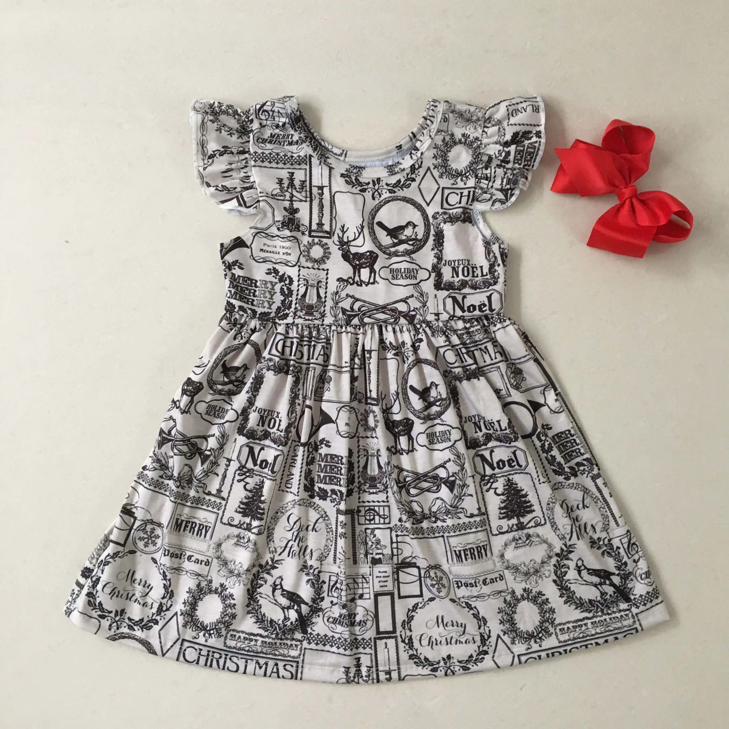 Puresun Wholesale High Quality Boutique Remake Cartoon Dress Fashion Flutter Sleeve Girl Summer Cotton Baby Girls | Детская одежда и