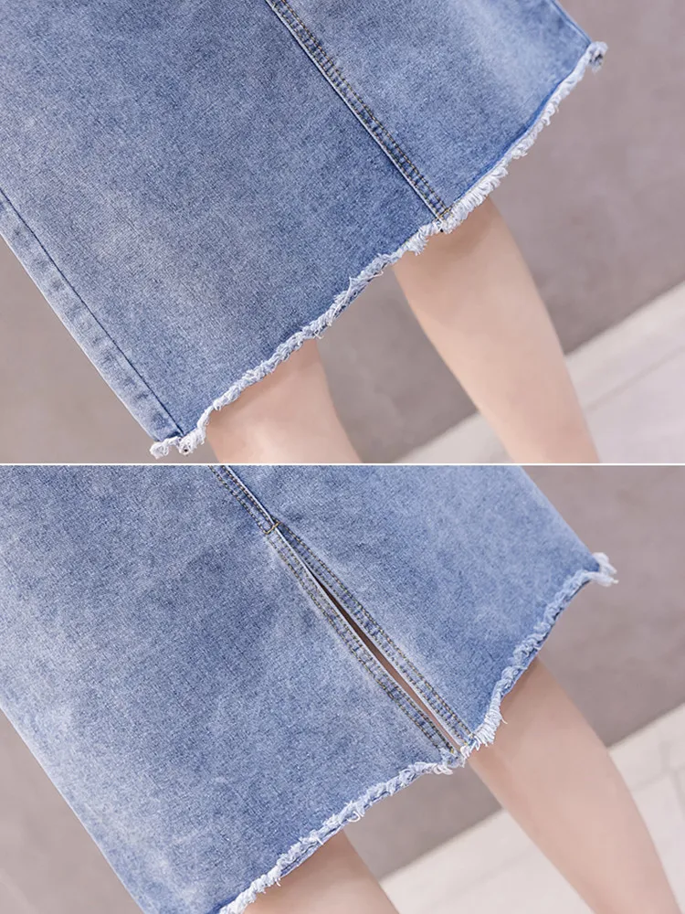 JUJULAND женская джинсовая юбка А силуэта до колена Однотонная классический стиль