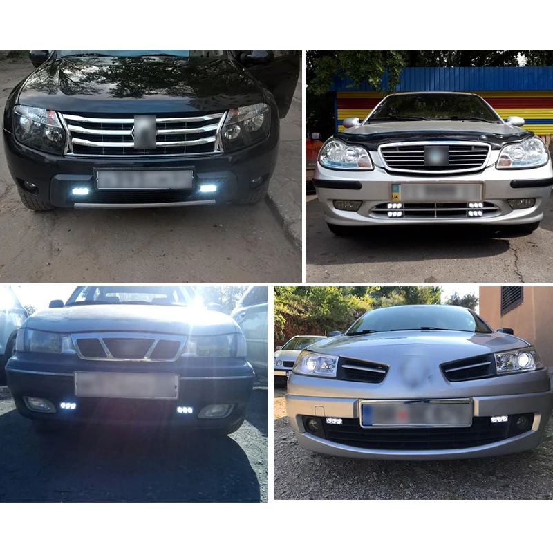 CNSUNNYLIGHT Высокая мощность автомобиля DRL Алюминий 3 светодиодный дневные ходовые огни с проектором объектив DC 12 В белый красный желтый синий противотуманные фары