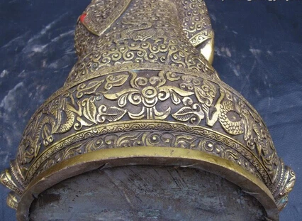 Быстрая доставка Тибет Буддизм Бронзовый Gild Татхагата Шакьямуни Амитаюс принять