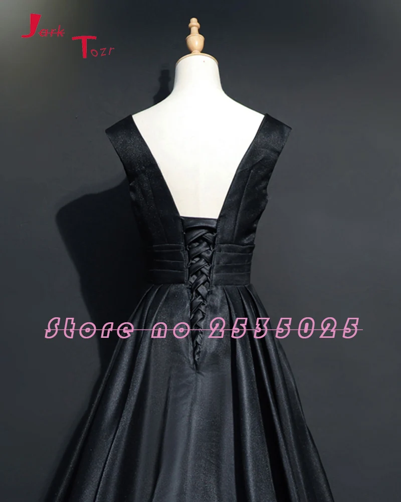 Jark Tozr Новое поступление Vestido Longo сексуальное черное атласное вечернее платье с