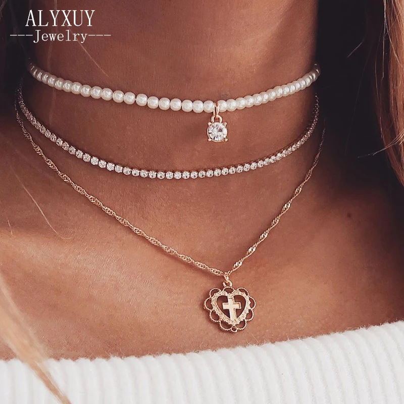 Новый модный многослойный жемчужный чокер ожерелье набор для женщин и девушек