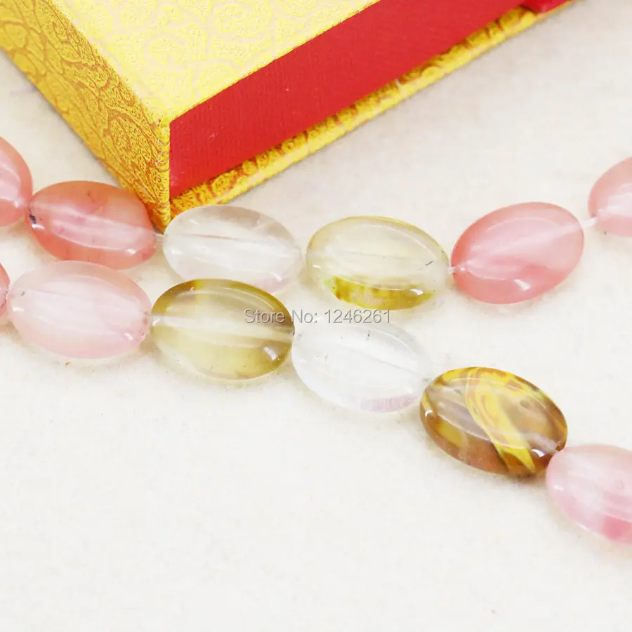 

13X18mm Multicolor Watermelon Tourmaline Stone Ellipse Accessories Crafts Loose Beads Accessory Parts Jewelry Making Women Girls