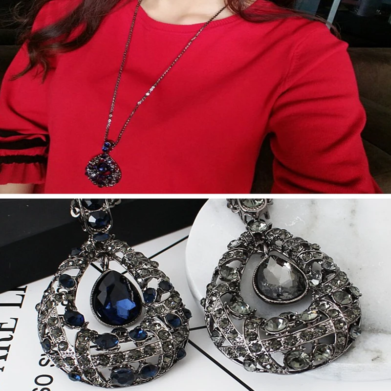 Женское Ожерелье Модный богемный стиль однотонный Блестящий Кристалл ювелирные
