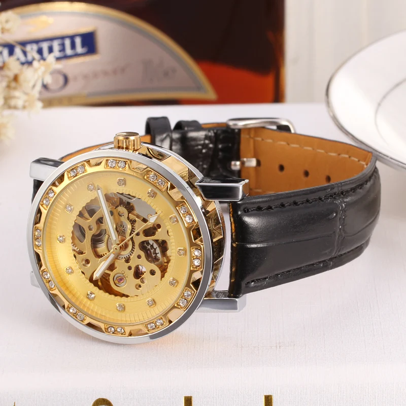 Часы наручные FORSININ Мужские механические брендовые роскошные золотистые