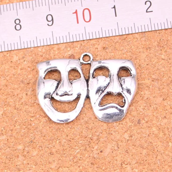 39 шт античные с серебристым покрытием браслет комедия трагедия маски Подвески Diy