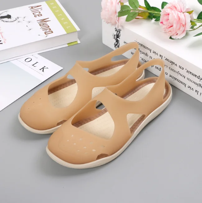 Женские сандалии-желе DADIJIER летние однотонные пляжные туфли радужные Кроксы на