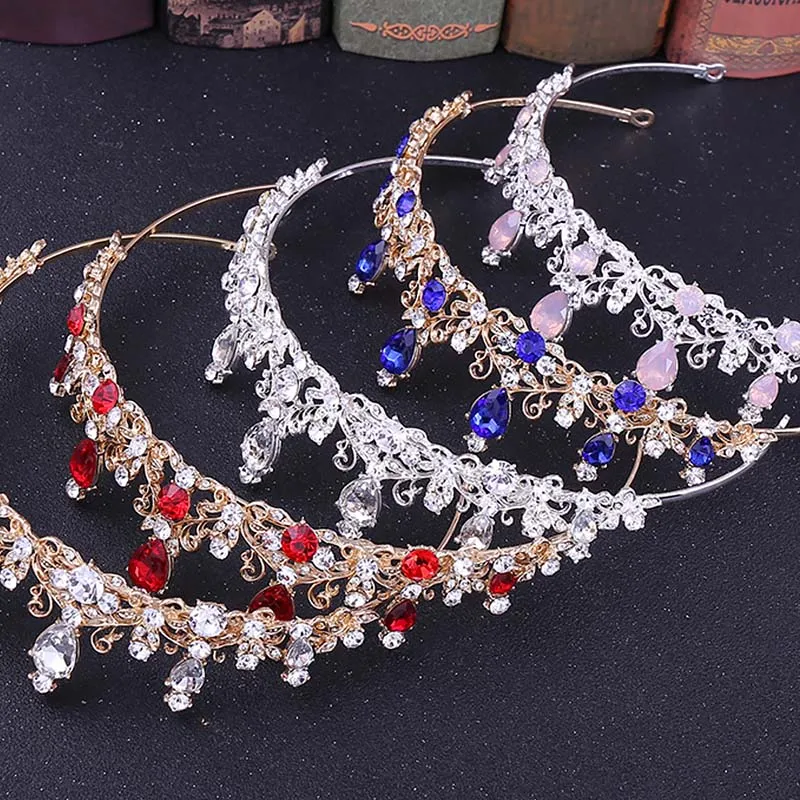 5 Цвета барокко из простого сплава в форме капли воды Стразы Корона Диадемы de Noiva