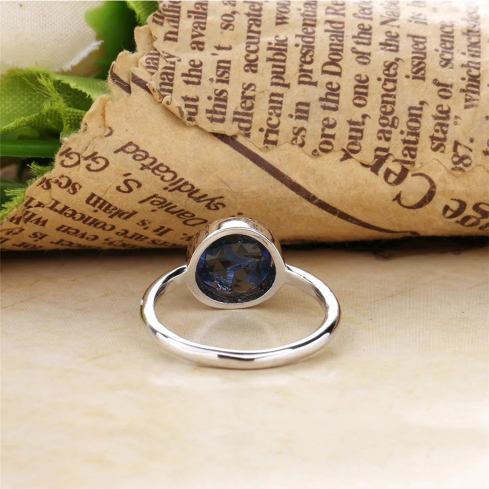 

Slovecabin Pure925 Sterling Silver Princess Dazzling Star Light Blue Crystal CZ Finger Rings Fine Jewelry Engagement Ring