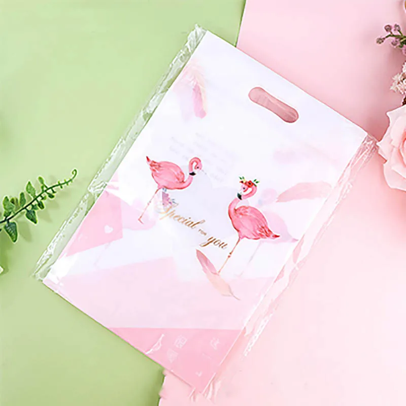 10 шт милый Фламинго узор конфеты самоклеющийся мешок толстый печенья нуга Ziplock