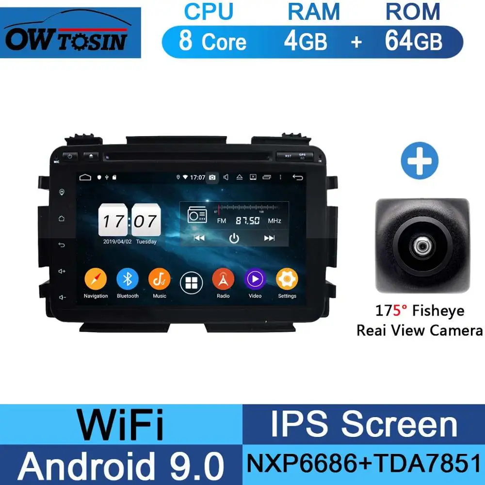 64G Fisheye Camera " ips 1920*1080 8Core 4G+ 64G Android 9,0 Автомобильный DVD плеер для Honda Vezel HR-V вариабельности сердечного ритма XR-V DSP радио gps - Цвет: 64G Fisheye Camera