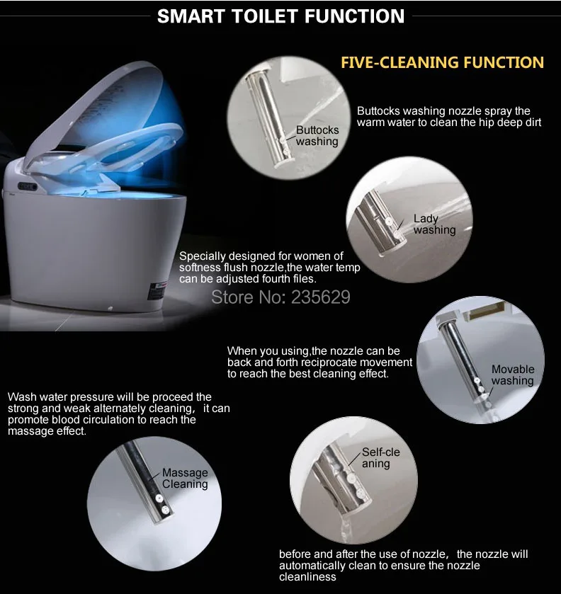 Commode Умный Унитаз Интеллектуальный WC китайский toile S-trap европейский рынок 220V заводская цена автоматическая Чистка промывка сифонная