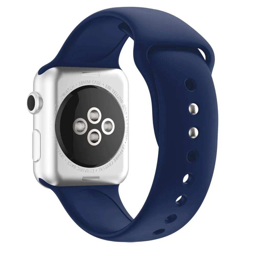 Midnight Blue Мягкий силиконовый спортивный ремешок для Apple Watch 5, 4, 3, 2, 1, 38 мм, 42 мм, резиновый ремешок для часов iWatch серии 4/5, 40 мм, 44 мм, ремешок - Цвет ремешка: Midnight Blue
