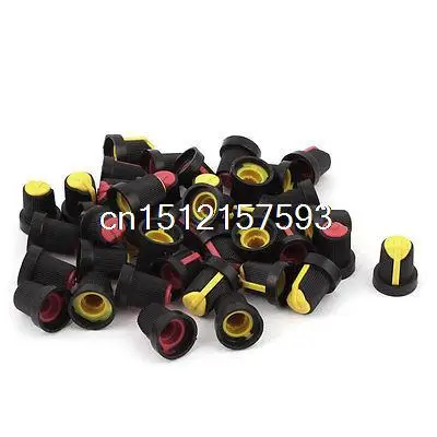 

40 Pcs Red Yellow Potentiometer Rotary Control Knobs Caps for 6mm Dia Shaft