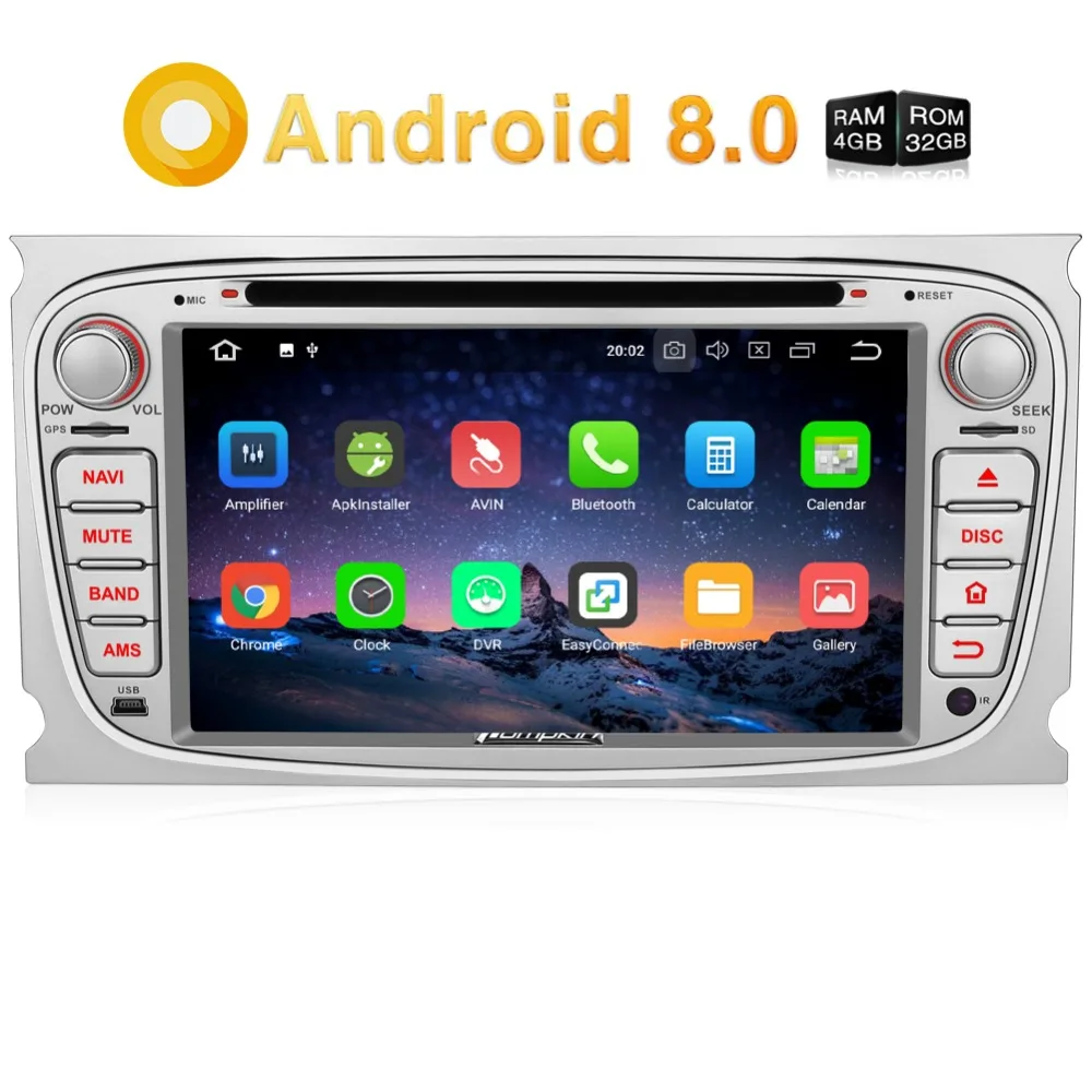 Pumpkin2 Din 7 &quotAndroid 8 0 автомобильный DVD плеер GPS навигация Qcta Core 4G RAM стерео для Ford