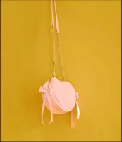 fashion women chain messenger bag pink love heart shape winter plush bow lady lovely peach handbag shoulder bags
