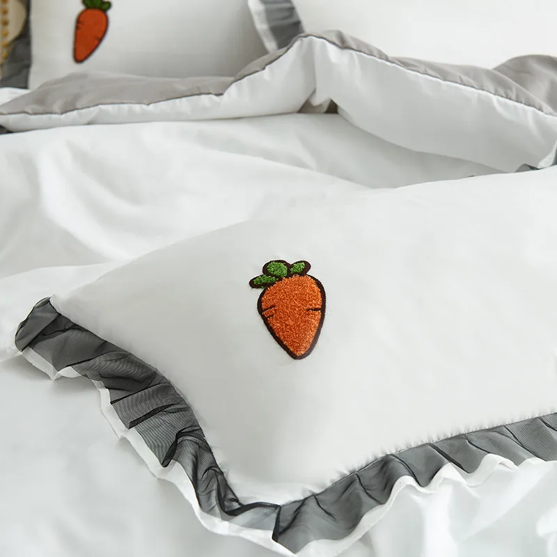 4 шт. пододеяльник юбка наволочка молочный белый королевский синий лимонный