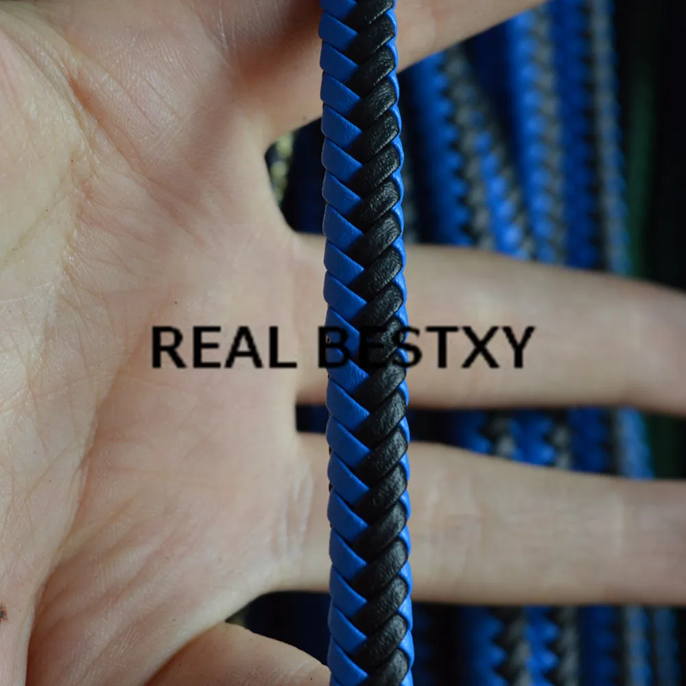 Реальный BESTXY 5 м/лот 7*5 мм черный синий плоский плетеный кожаный шнур для