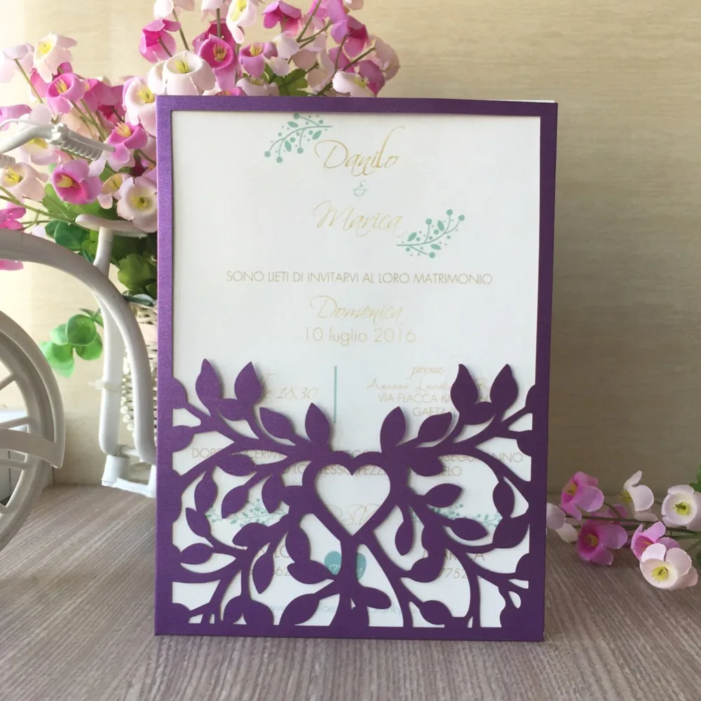 

35Pcs Laser Cut Various Colour Pearl Paper Card With Wedding Marriage Engagement Birthday Business Invitations Blessing Cards