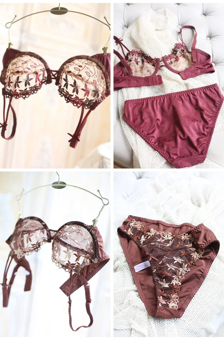 Комплект женского кружевного нижнего белья 5 цветов с вышивкой | Женская одежда