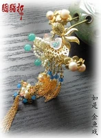 pearl copper playing goldfish lamp classical hair stick vintage jewelry hanfu costume hair accessory hair comb earrings