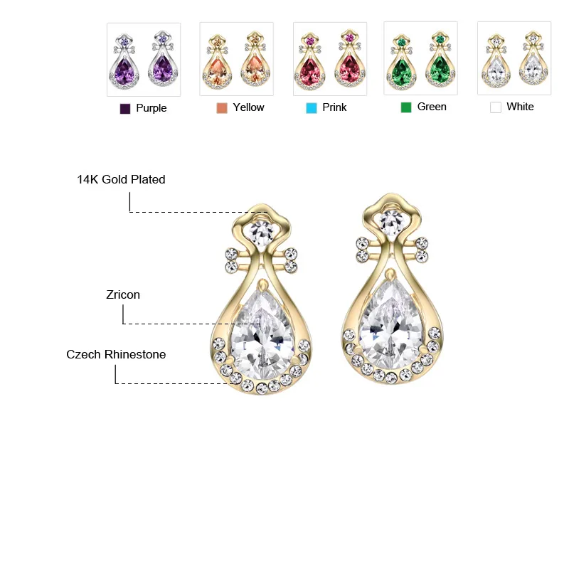 Neoglory AAA циркон чешский Rhinstone Висячие серьги мода флуоресцентные украшения для Для